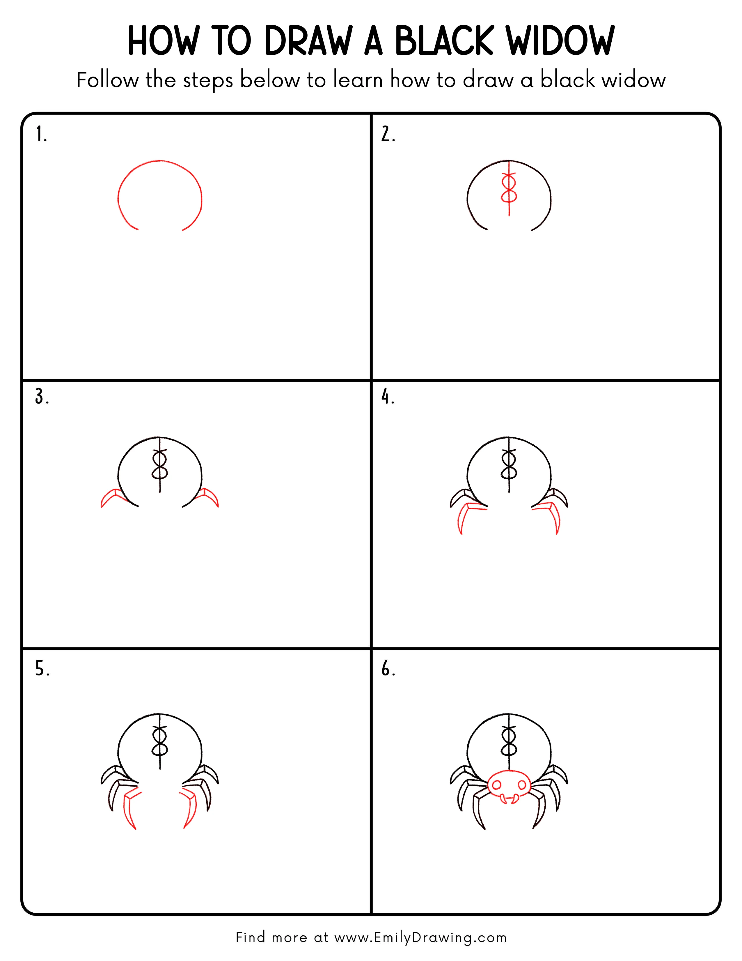 Printable Black Widow Drawing Guide